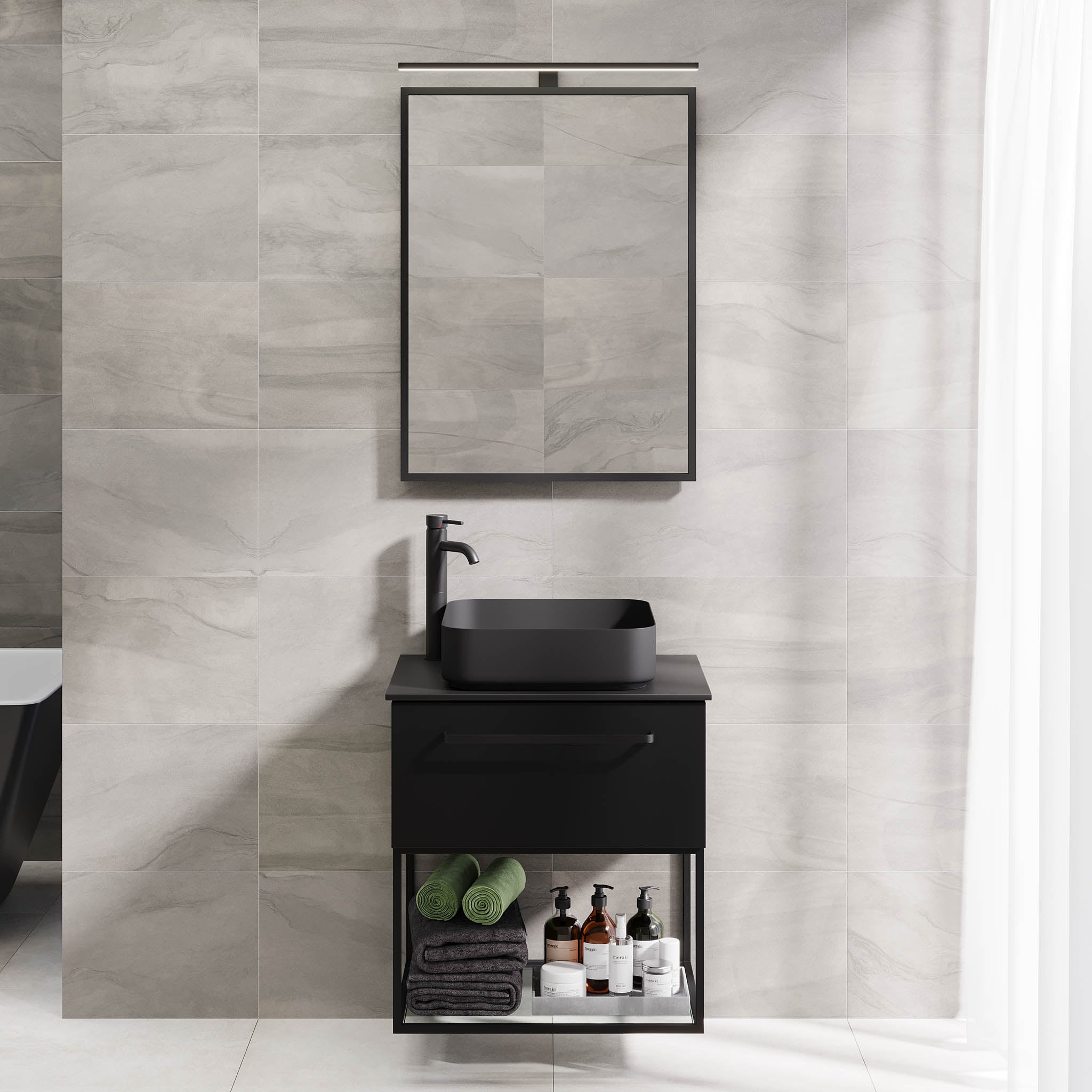 Vikeså Bathroom Furniture, Matte Black