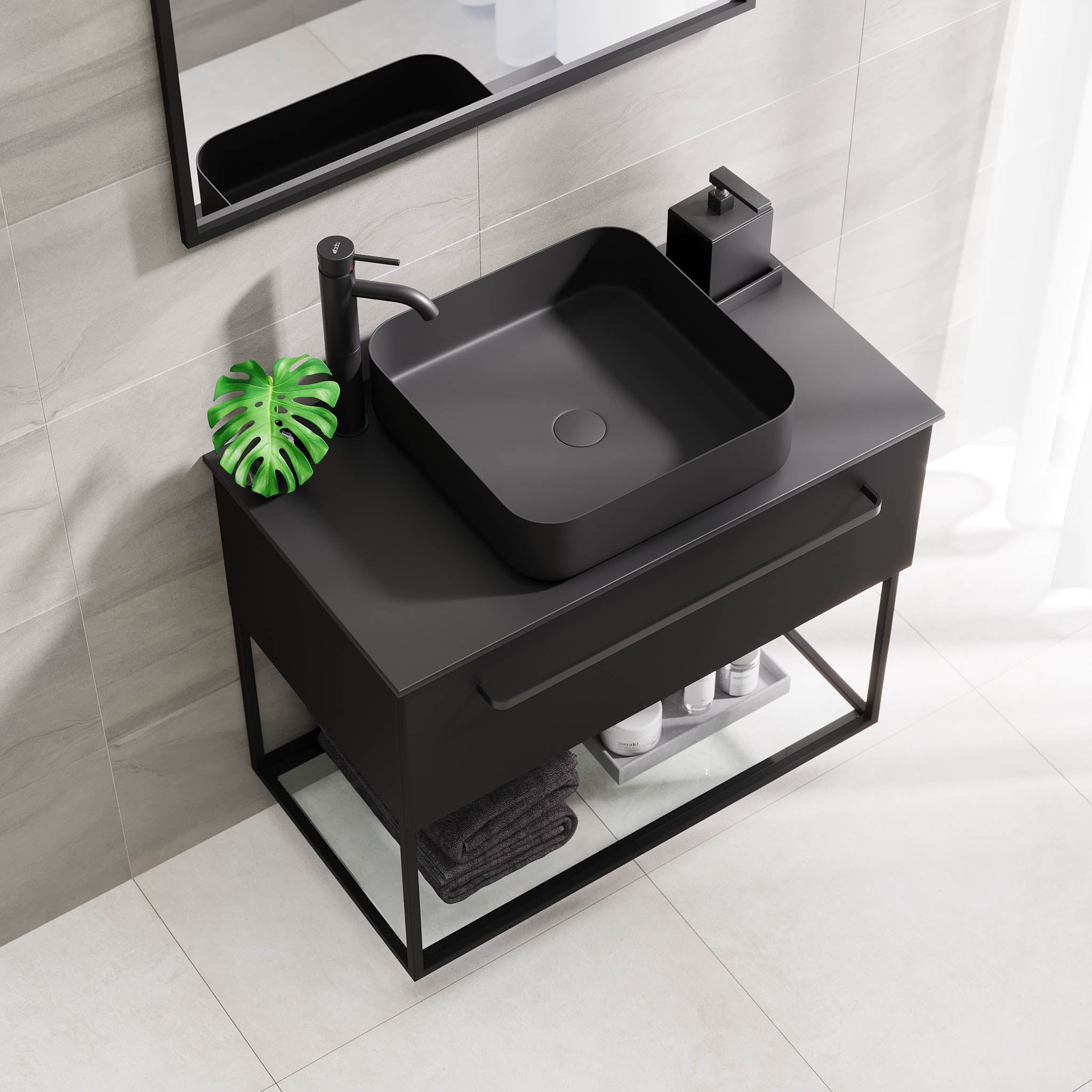 Vikeså Bathroom Furniture, Matte Black