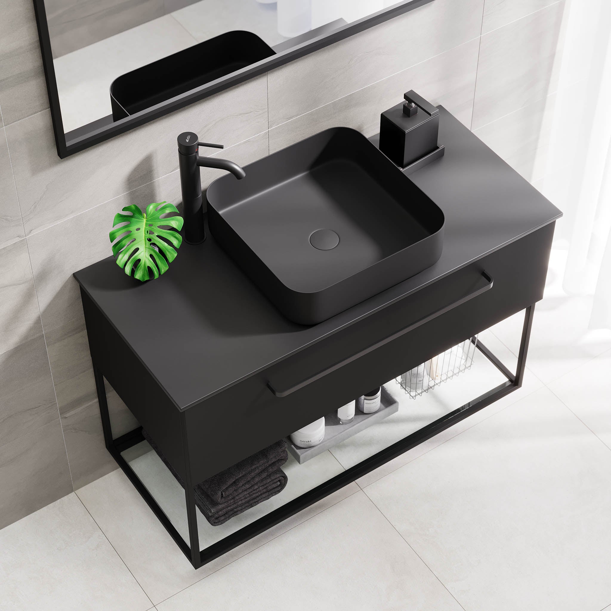 Vikeså Bathroom Furniture, Matte Black