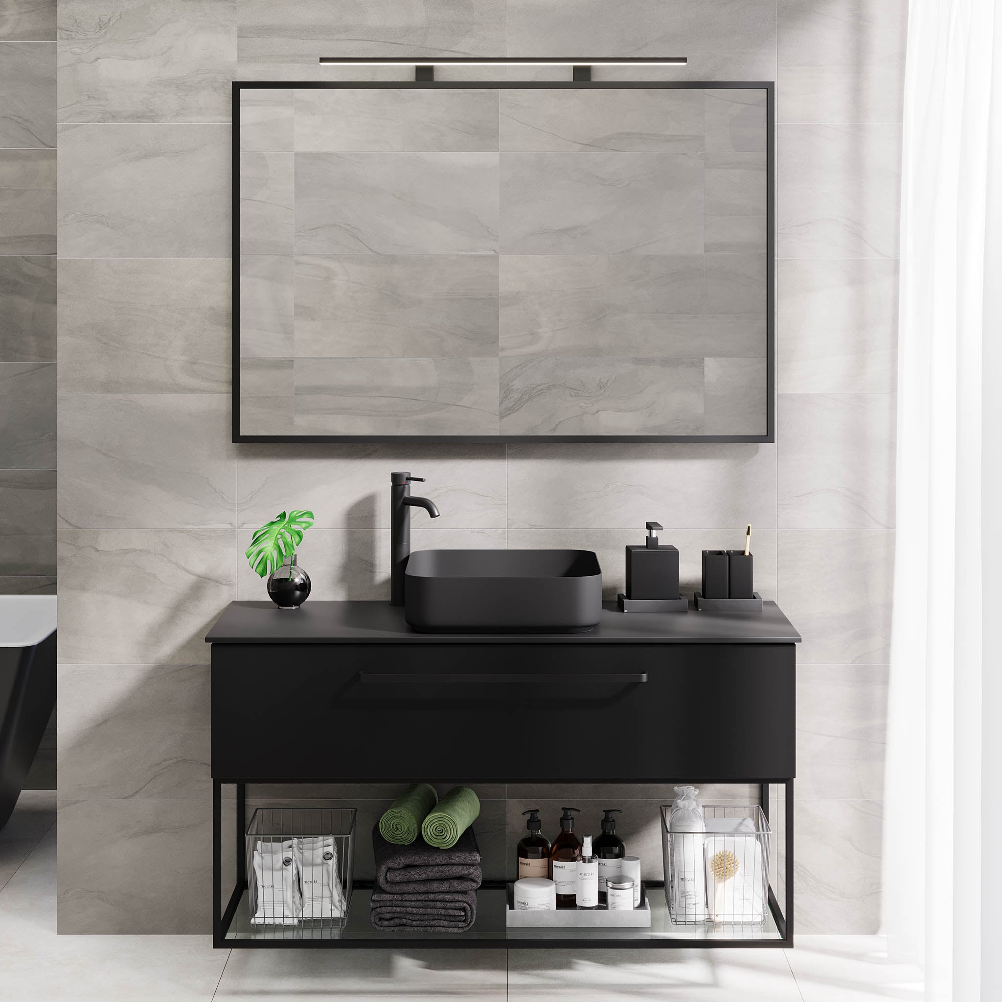 Vikeså Bathroom Furniture, Matte Black