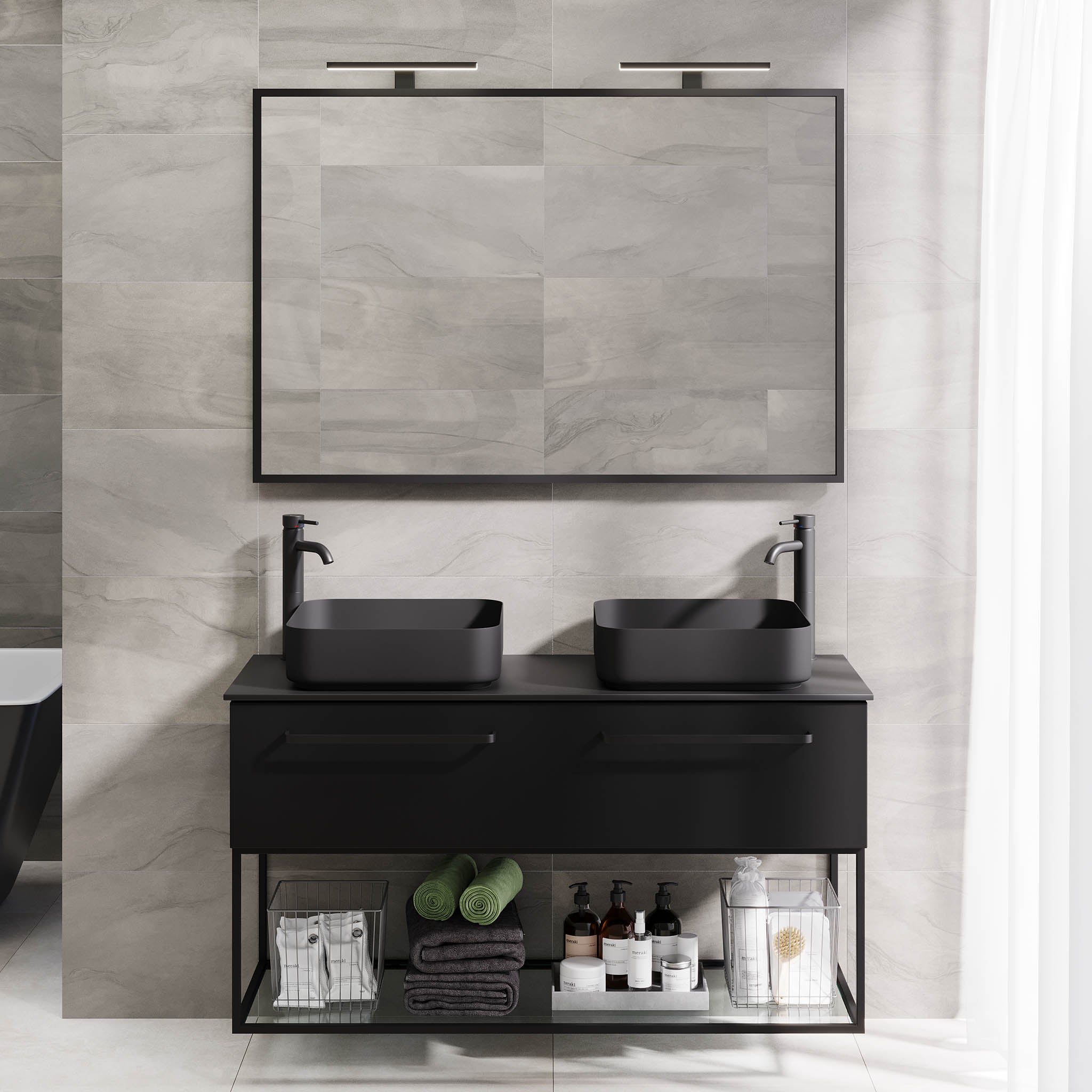 Vikeså Bathroom Furniture, Matte Black