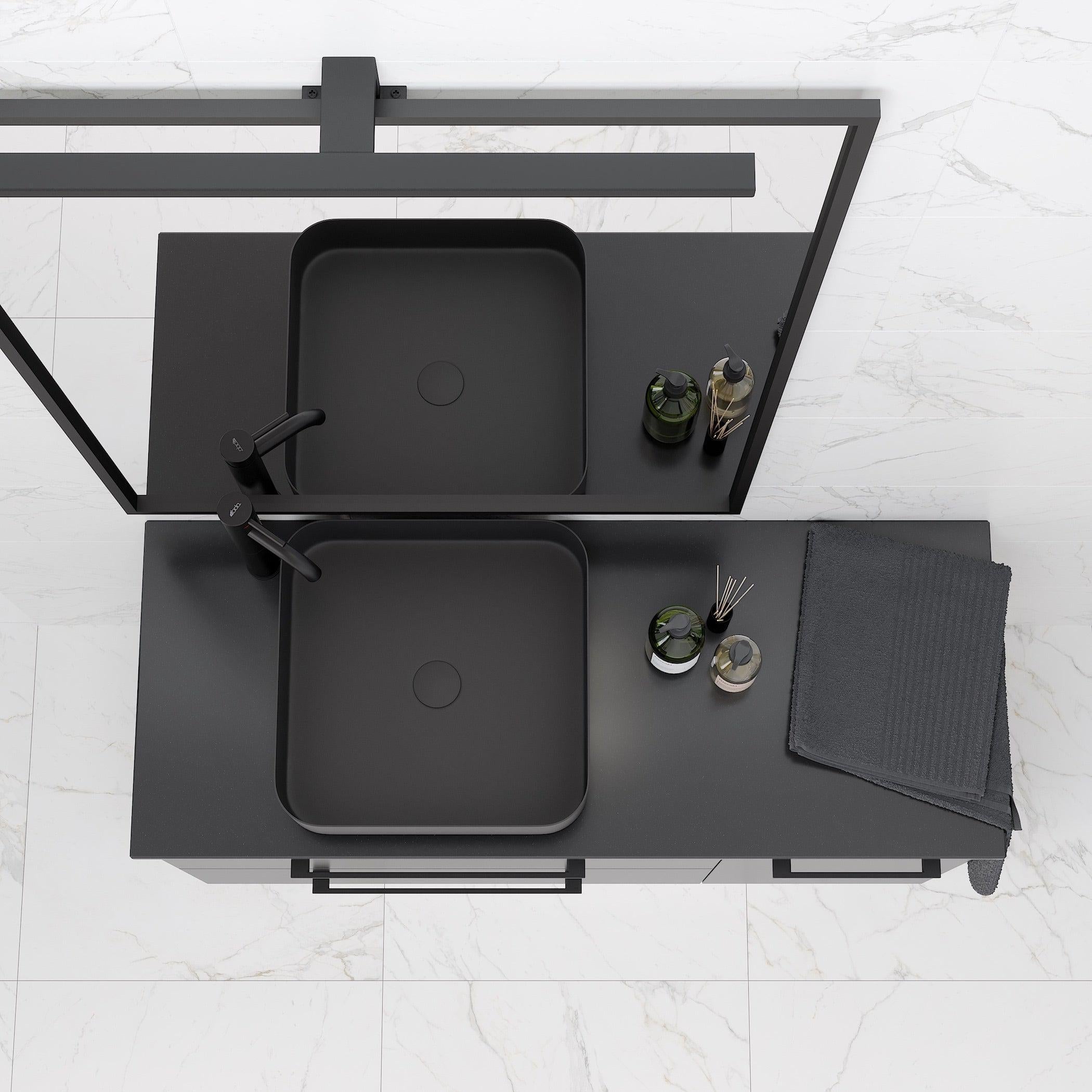 Steikjer kvarts sten bordplade, sort