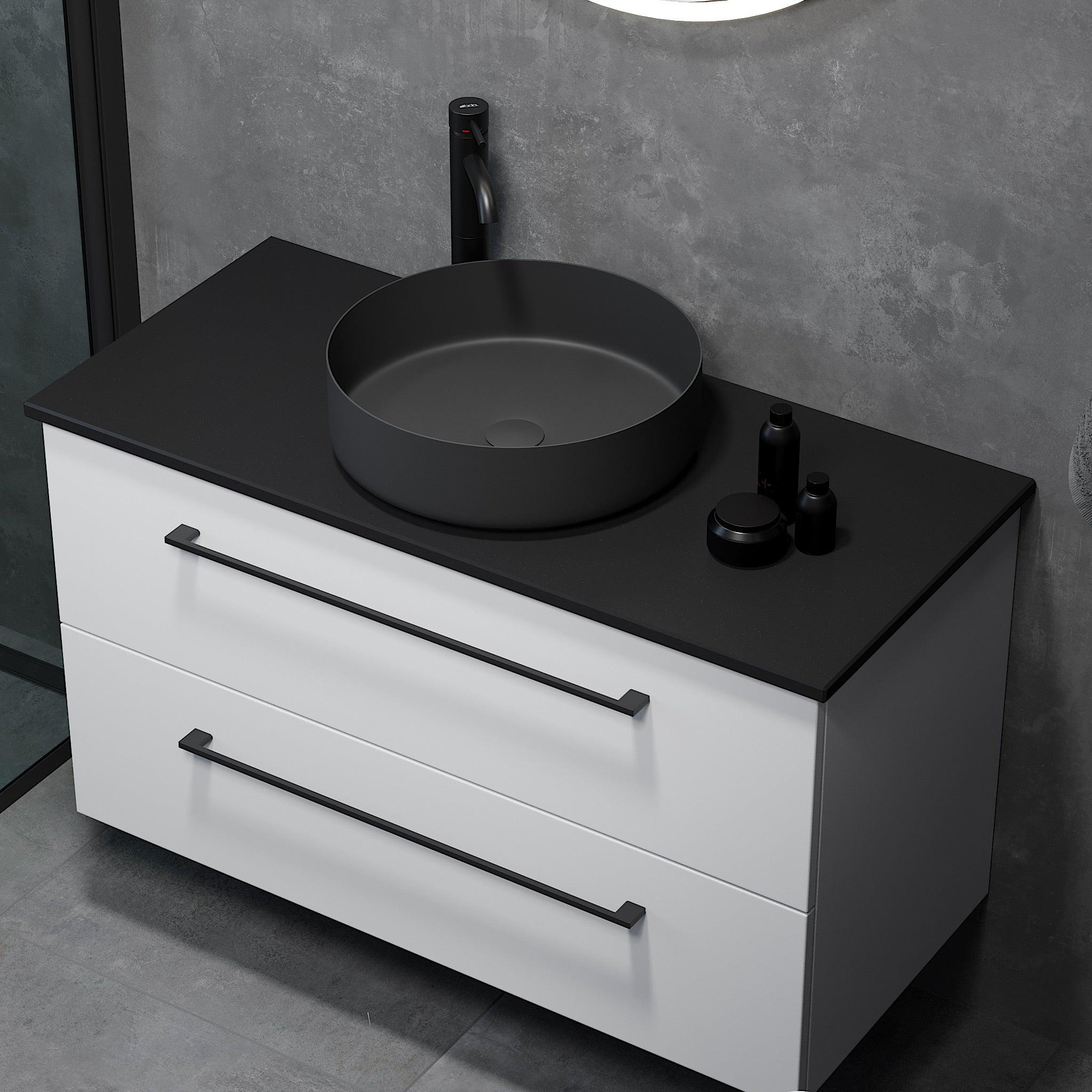 Steikjer kvarts sten bordplade, sort