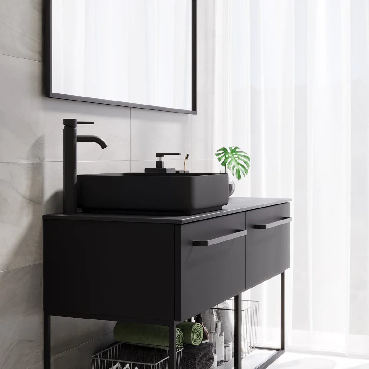 Vikeså Compact Bathroom Furniture, matt black