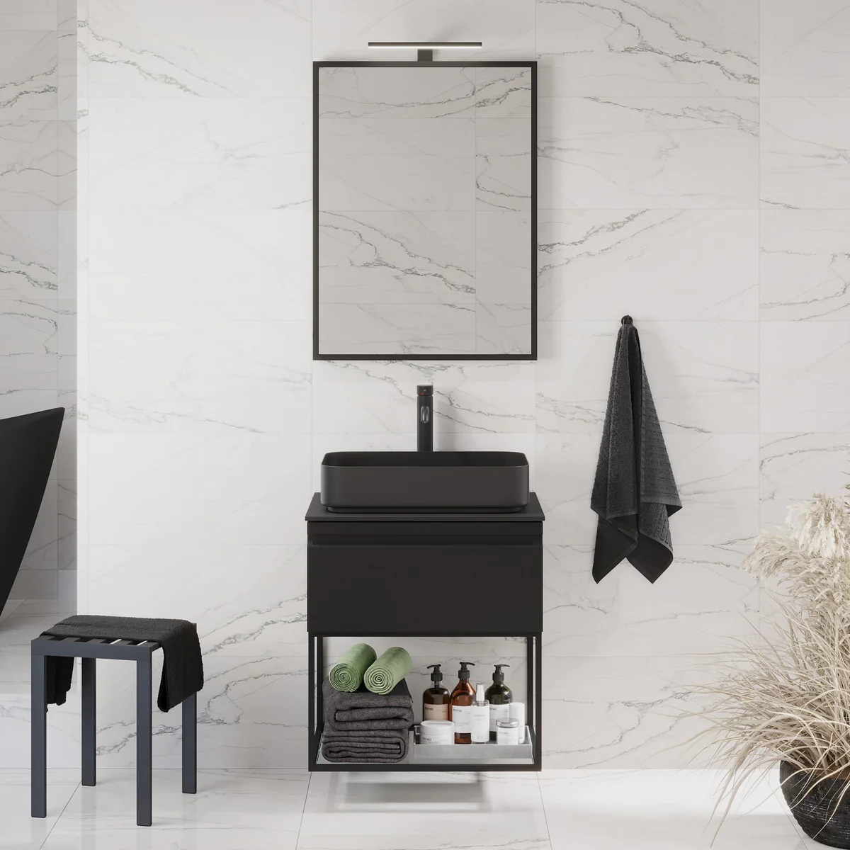 Kvitfjell Compact Bathroom Furniture, matt black