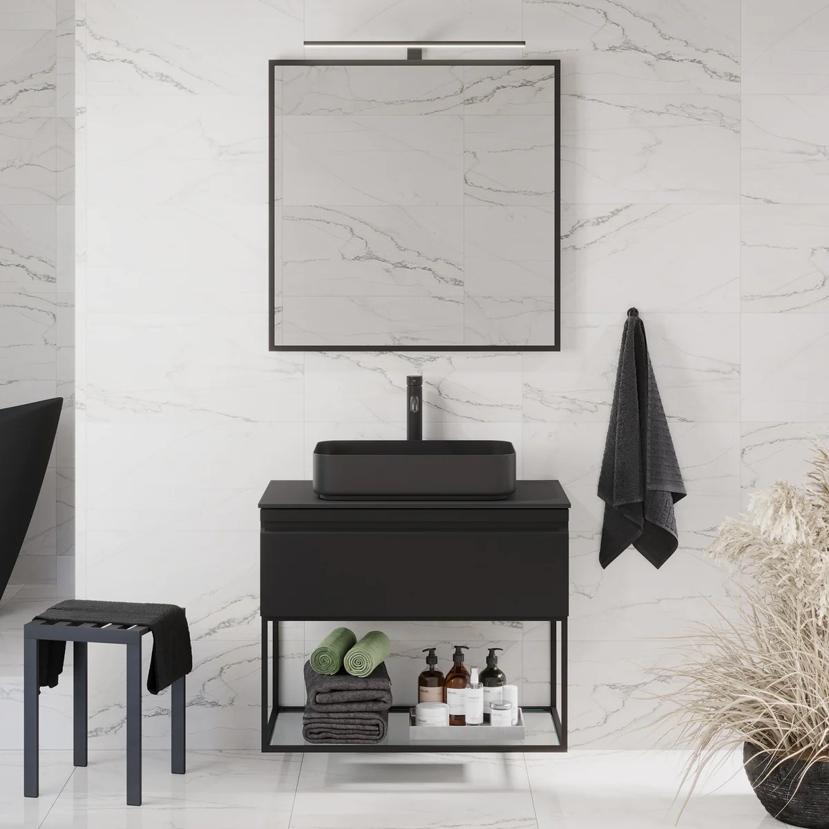 Kvitfjell Compact Bathroom Furniture, matt black
