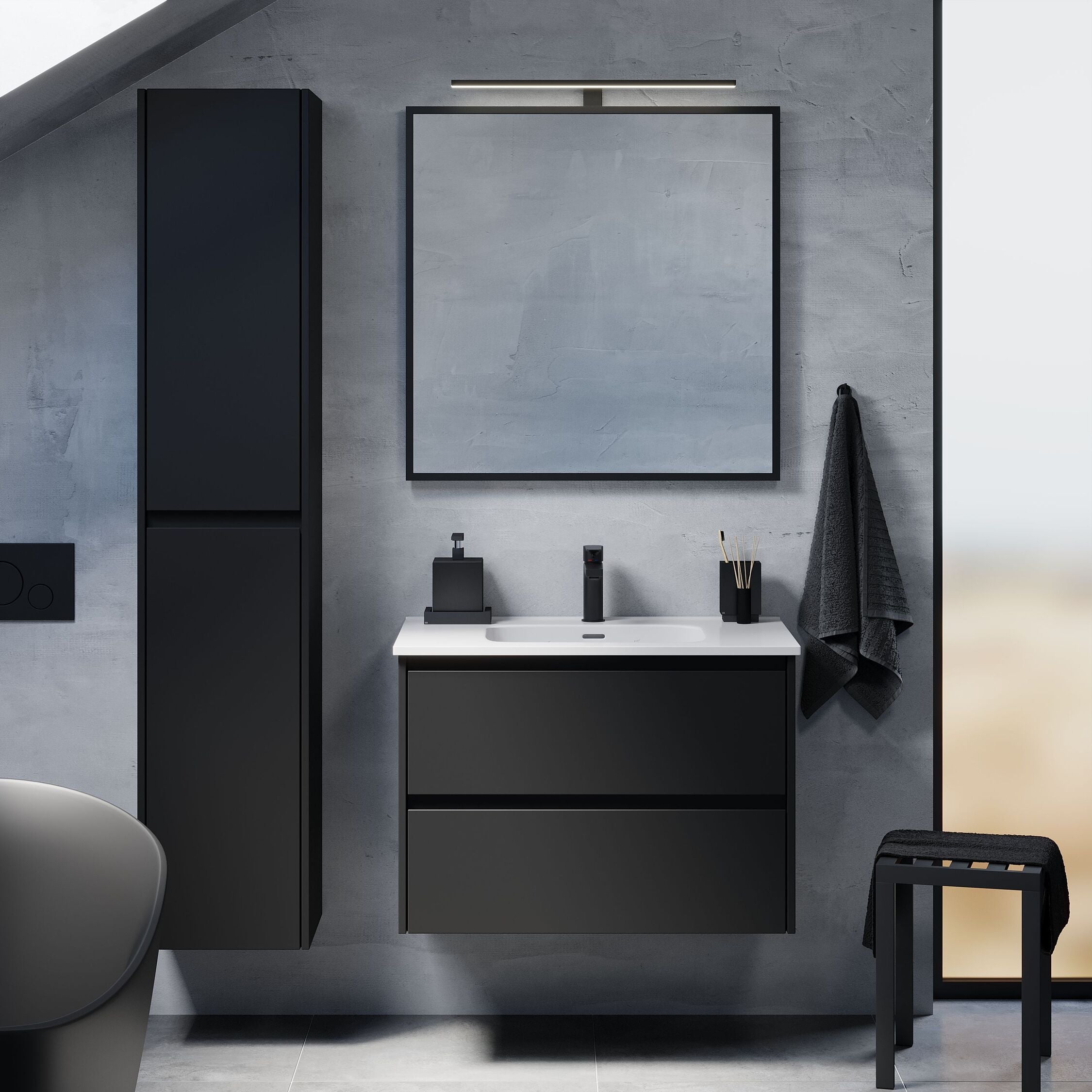 Myrkdalen Bathroom Furniture, matt black - 60 cm