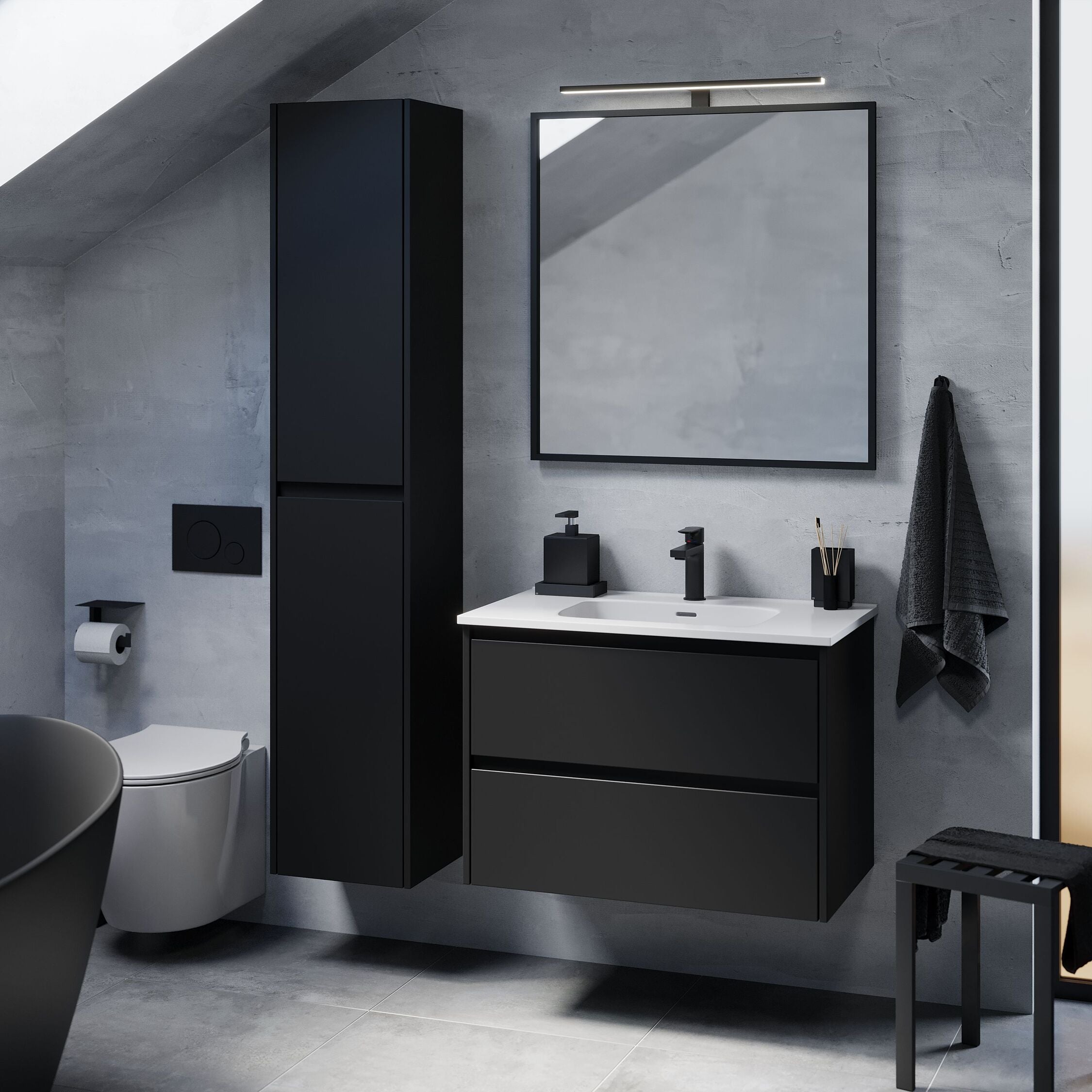 Myrkdalen Bathroom Furniture, matt black - 60 cm