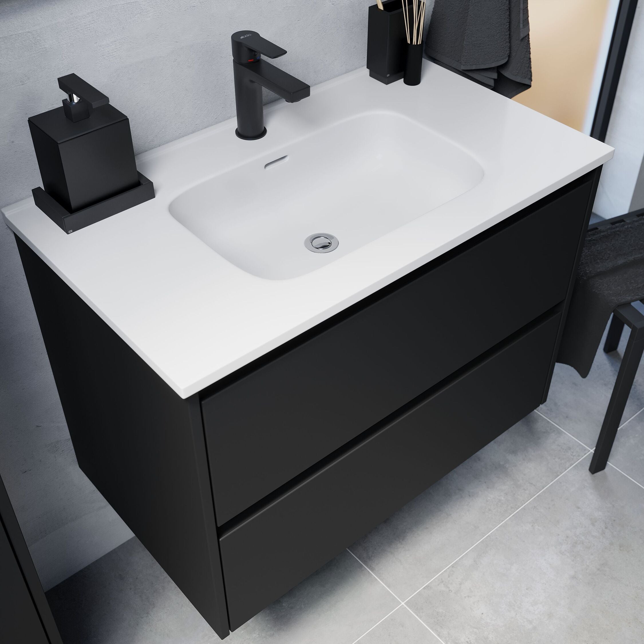 Myrkdalen Bathroom Furniture, matt black - 60 cm