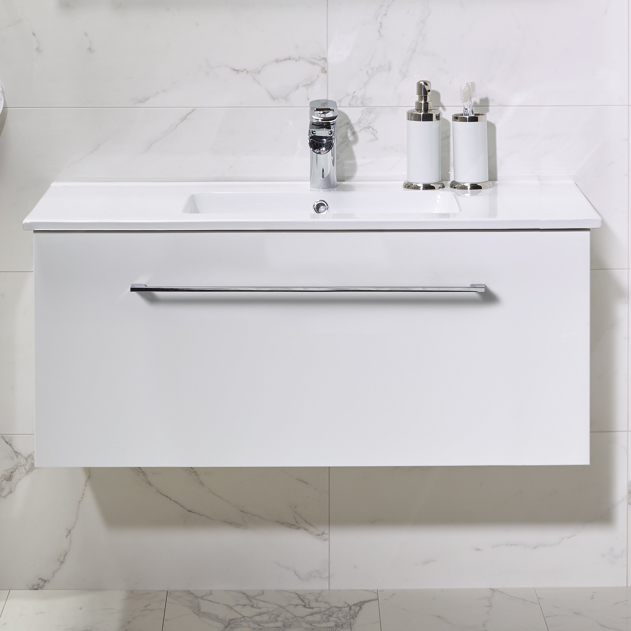 Mullerup Bathroom Furniture, White Gloss