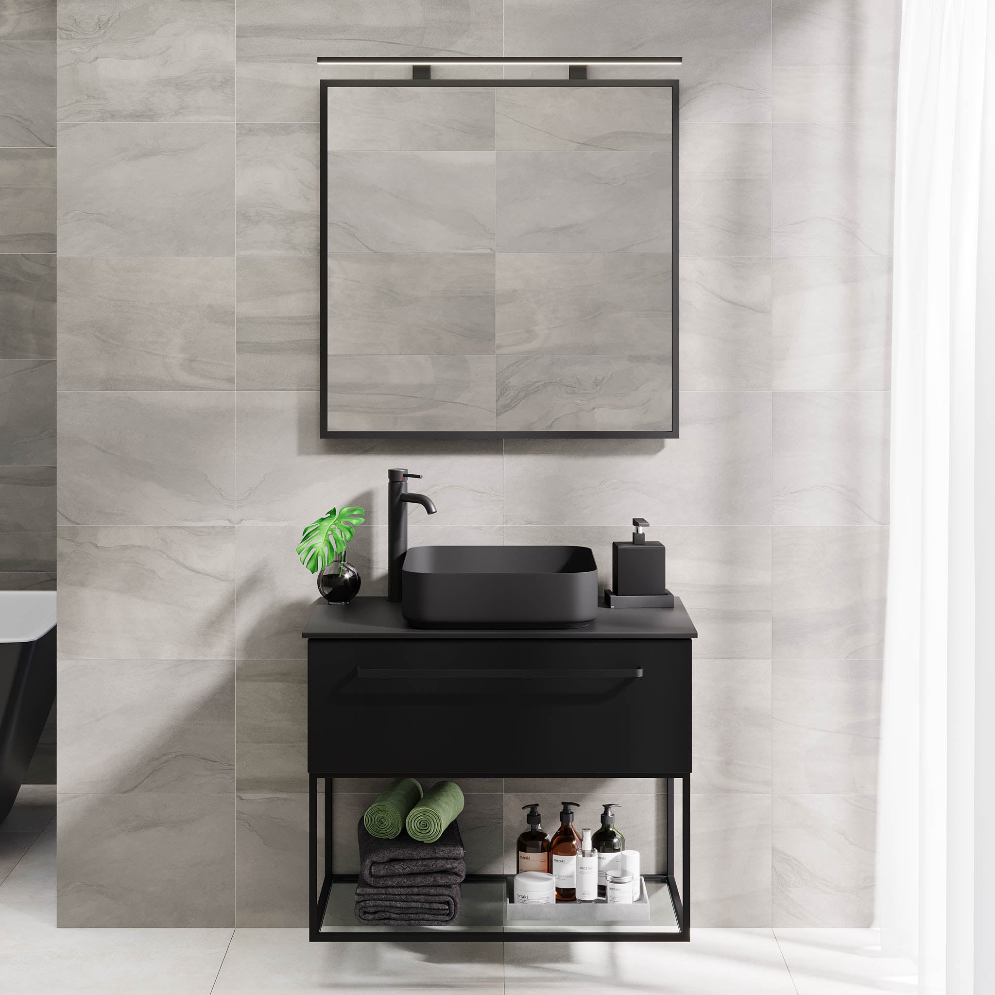 Vikeså Bathroom Furniture, Matte Black