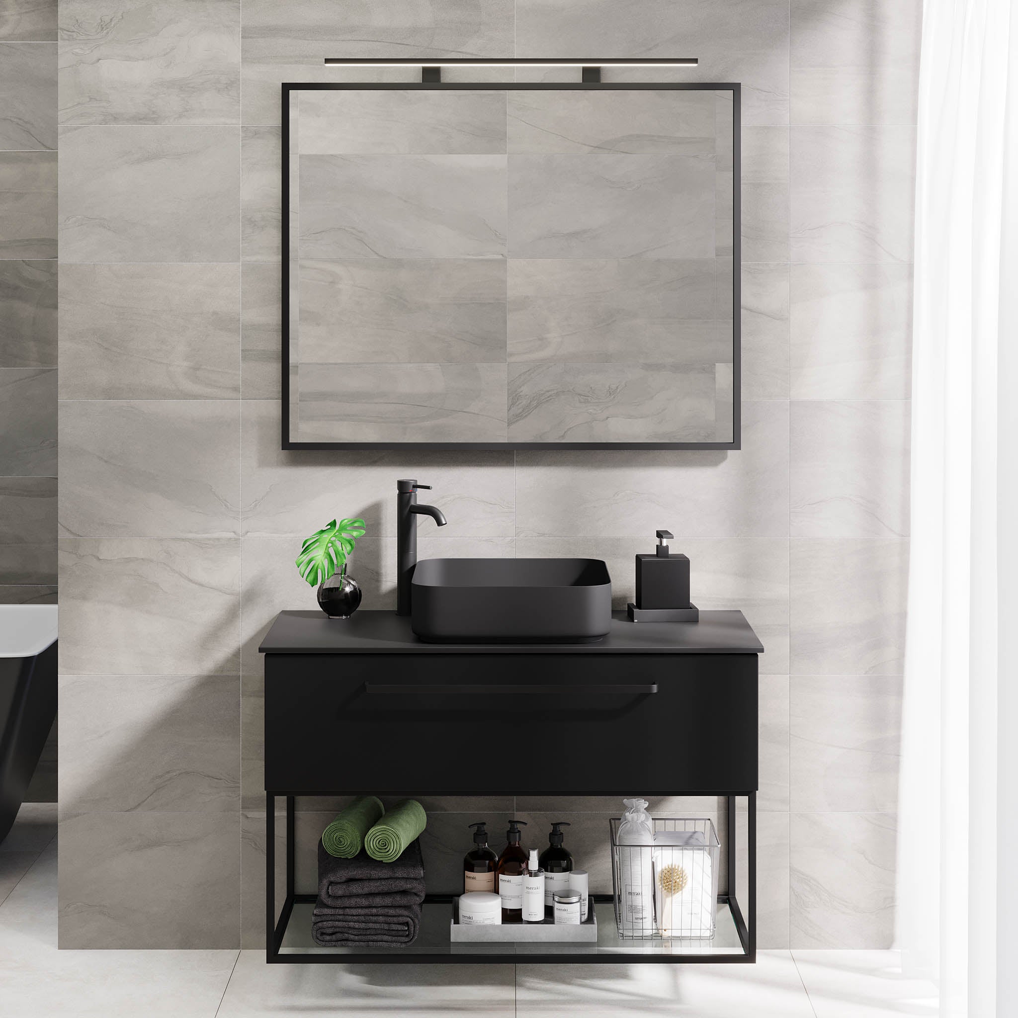 Vikeså Bathroom Furniture, Matte Black