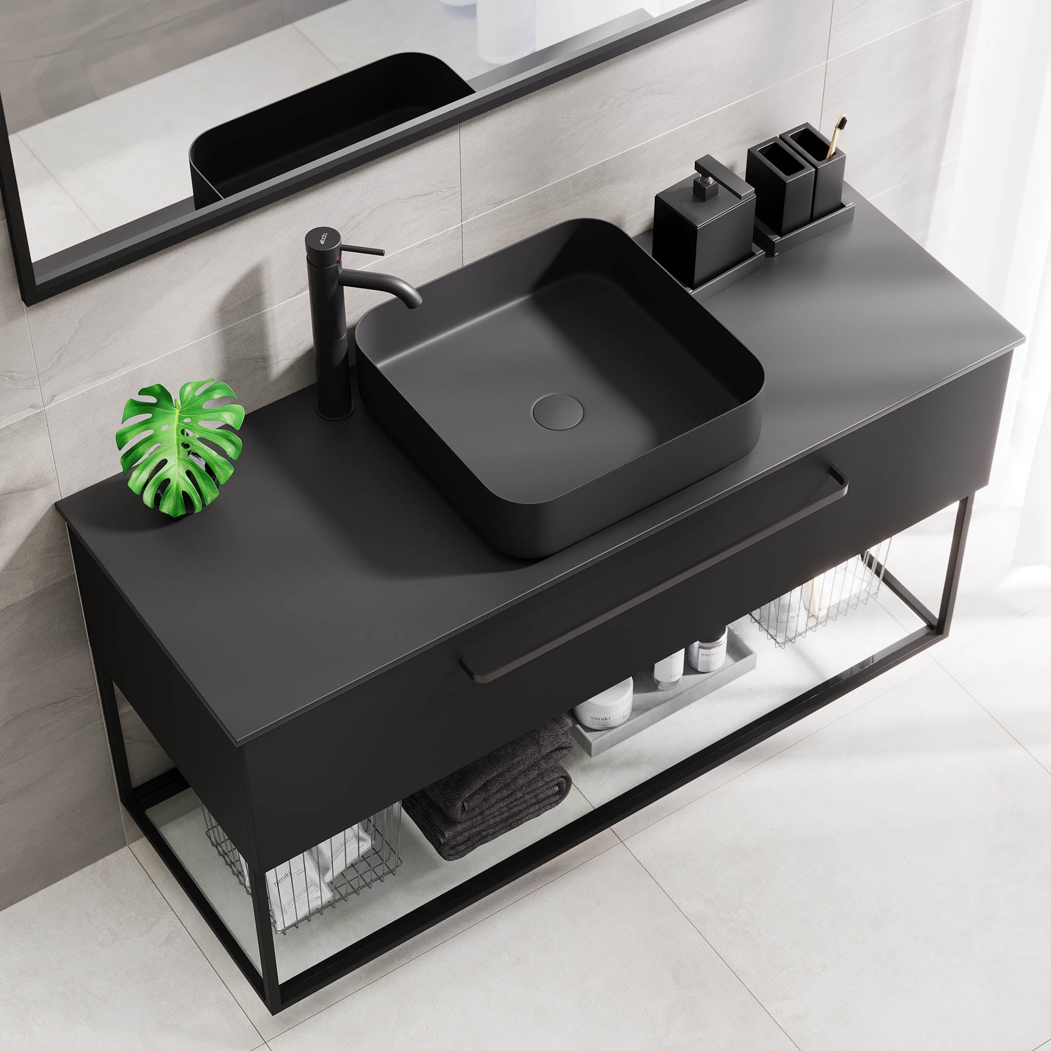 Vikeså Bathroom Furniture, Matte Black