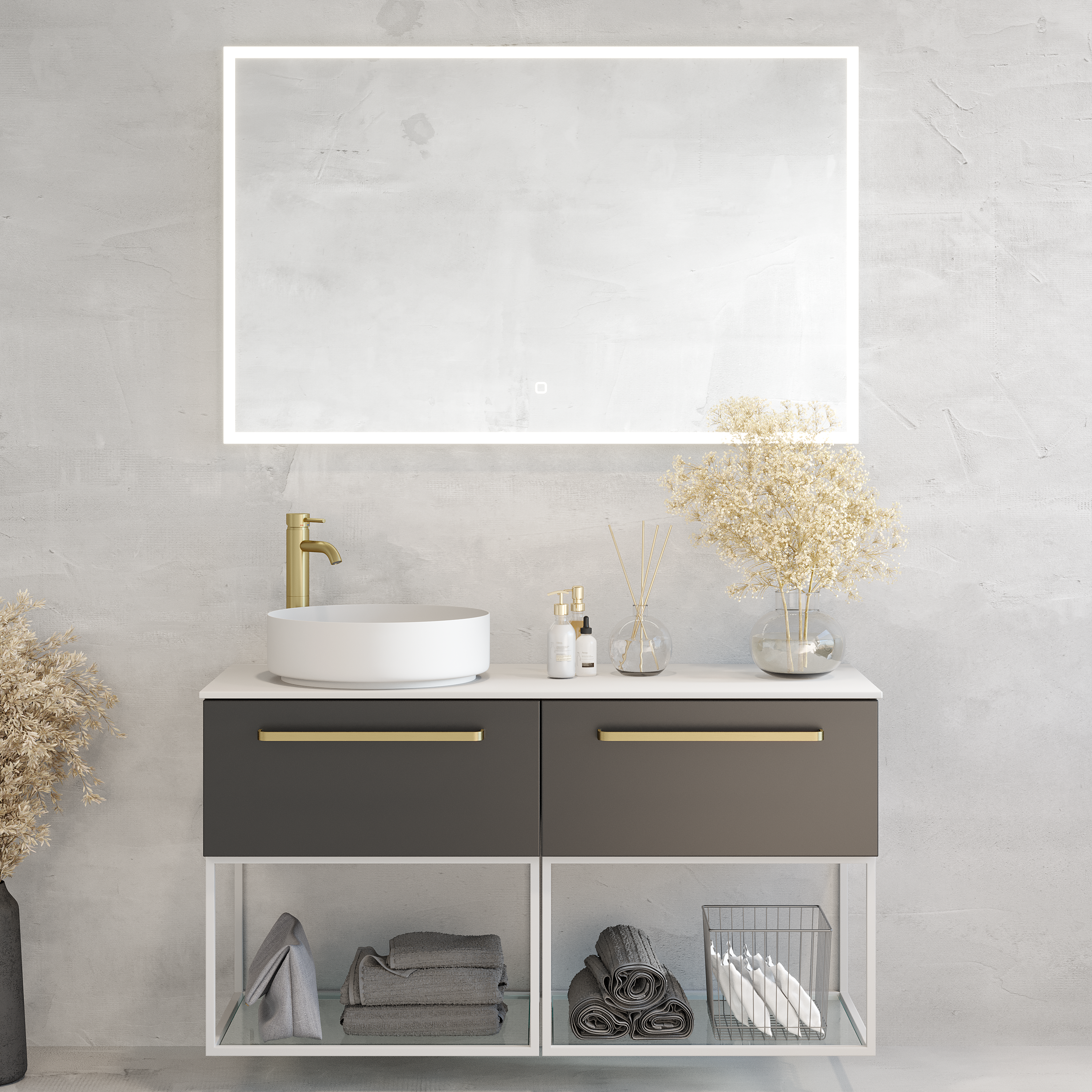 Vikran Compact Bathroom Furniture, matt black