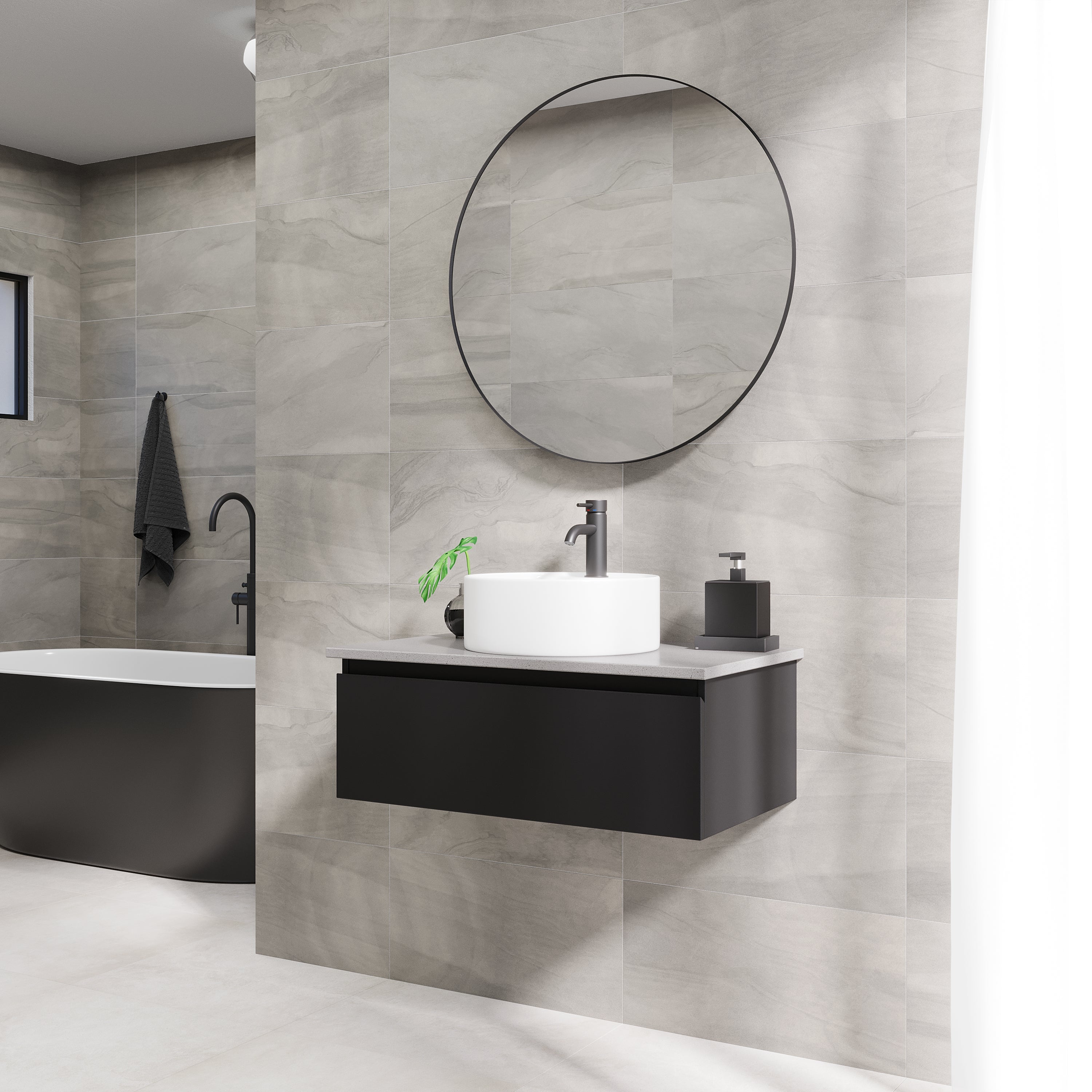 Stavanger Bathroom Furniture, matt black