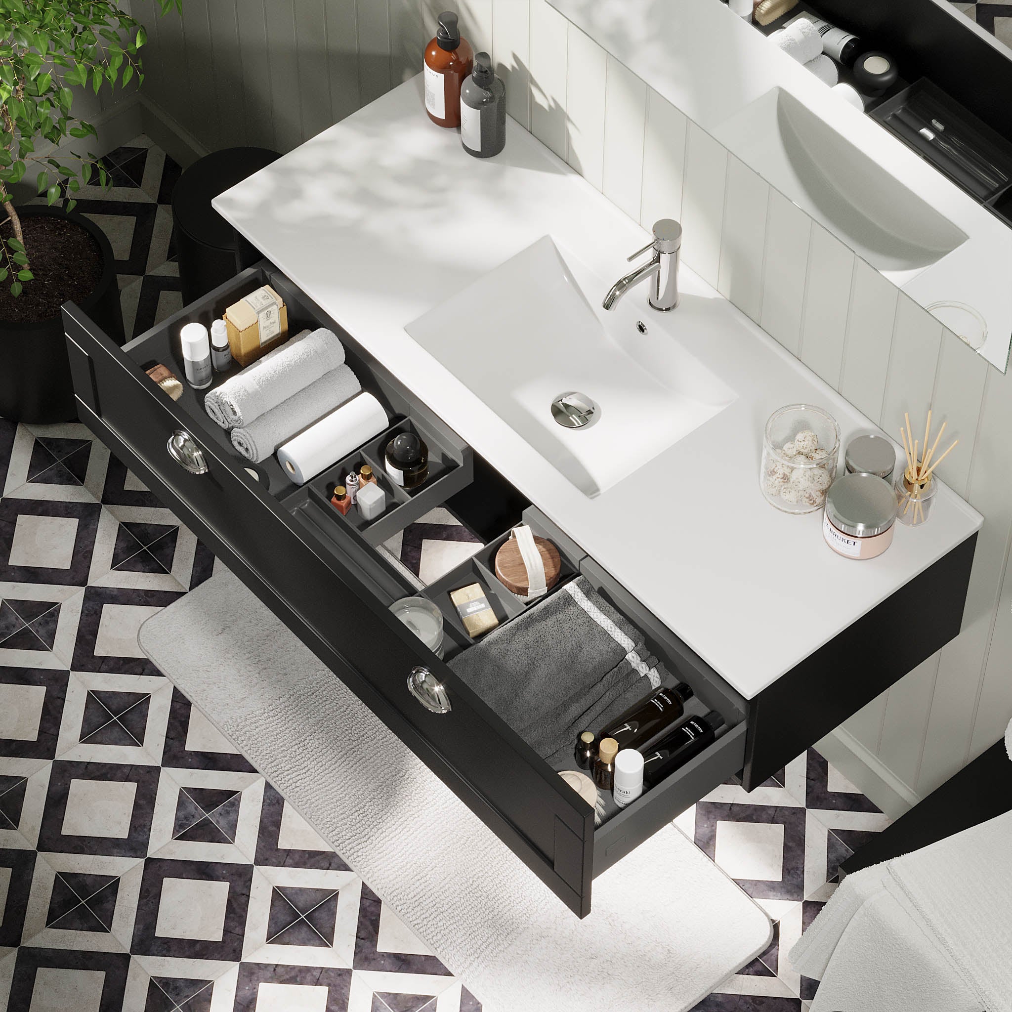 Fjällbacka Bathroom furniture, Matt Black
