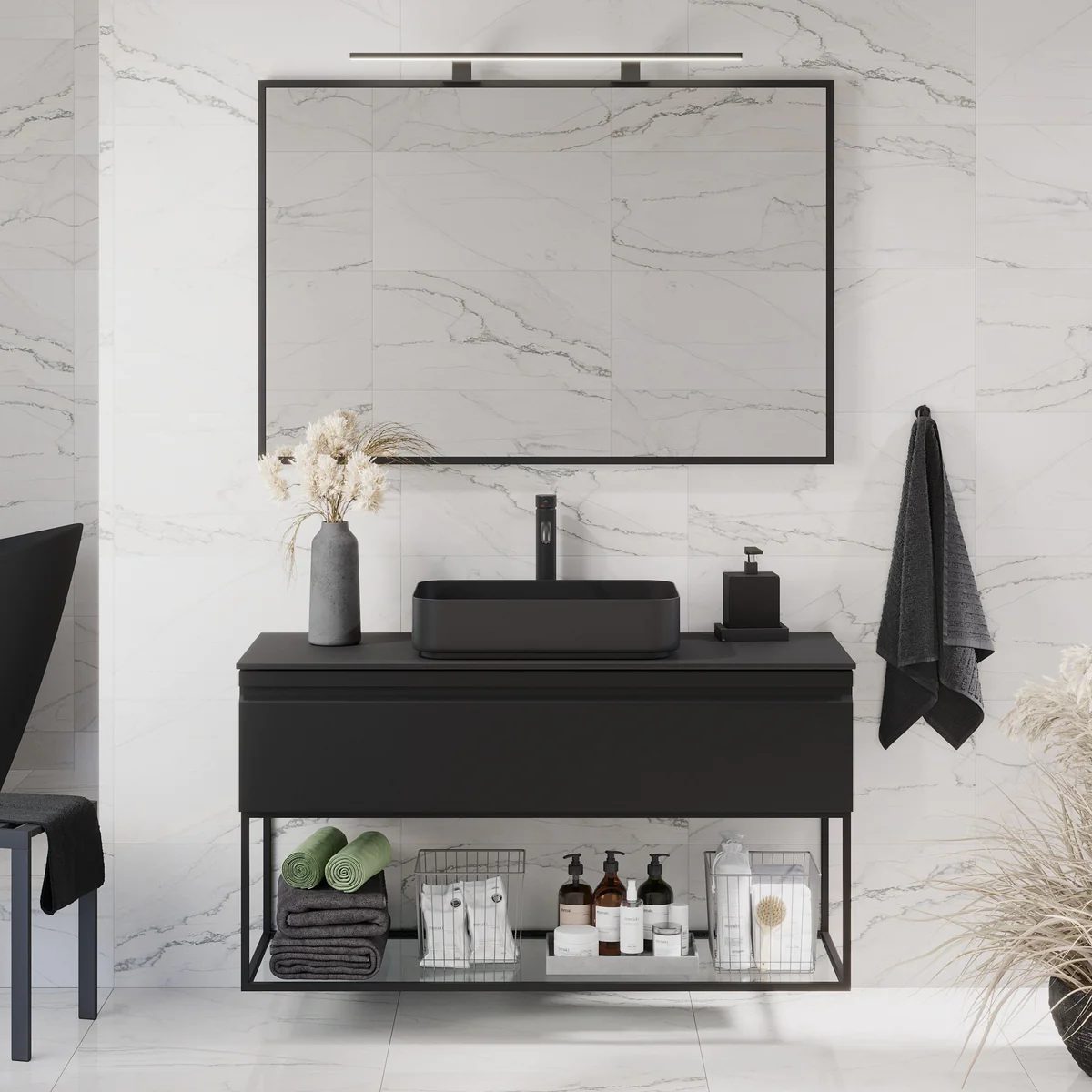 Kvitfjell Compact Bathroom Furniture, matt black
