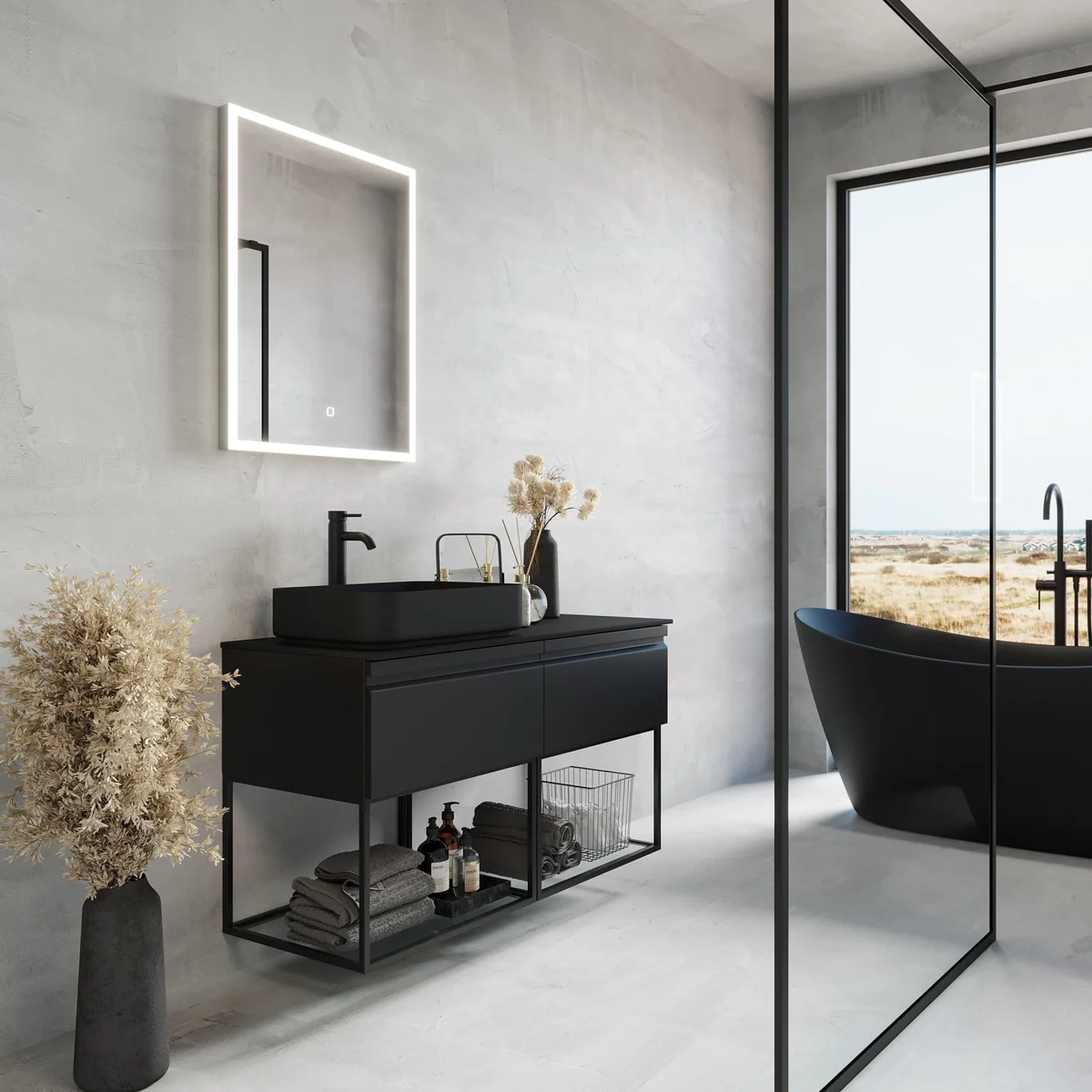 Kvitfjell Compact Bathroom Furniture, matt black