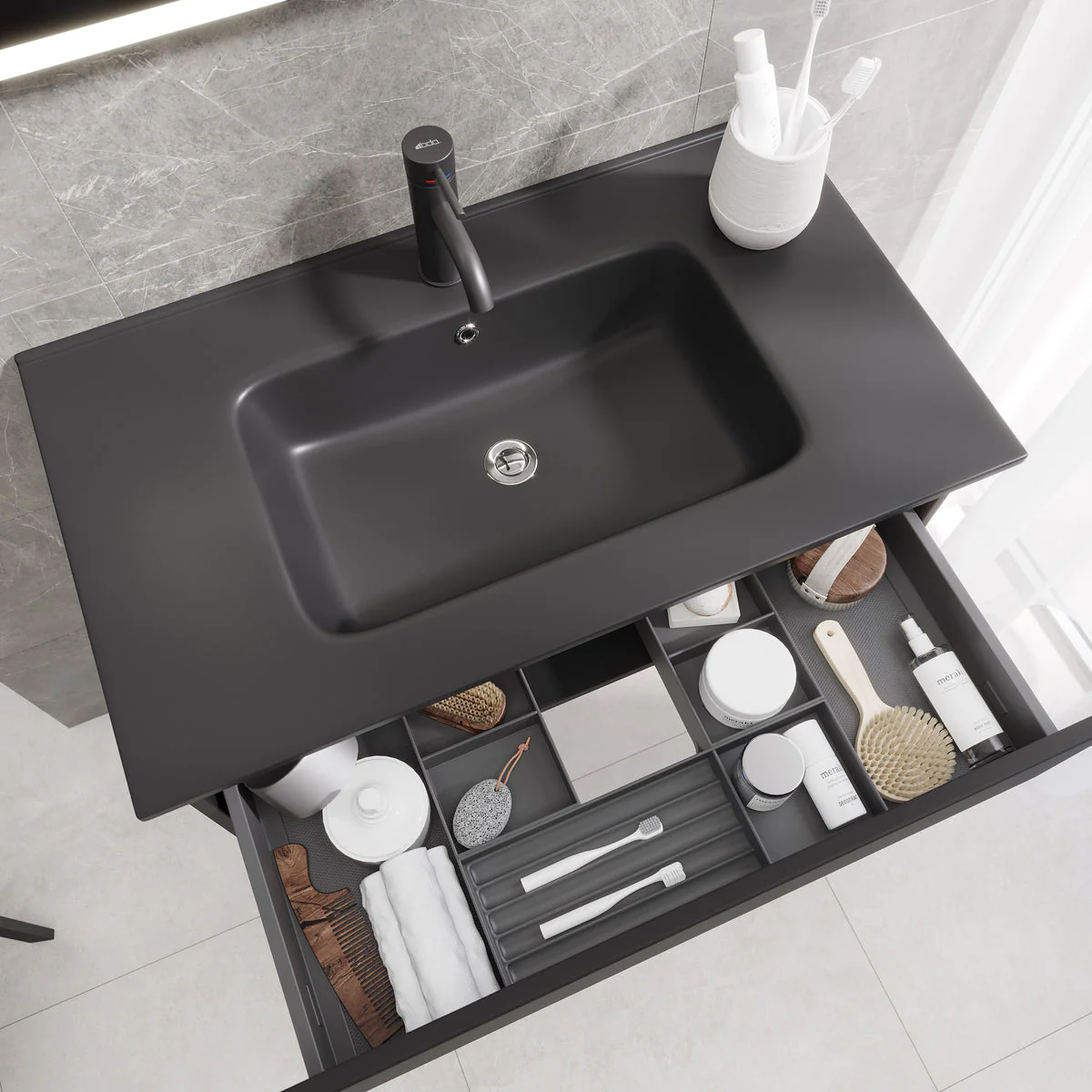 Selnes Compact Bathroom Furniture, matt black