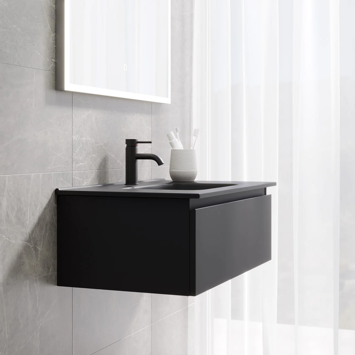 Selnes Compact Bathroom Furniture, matt black