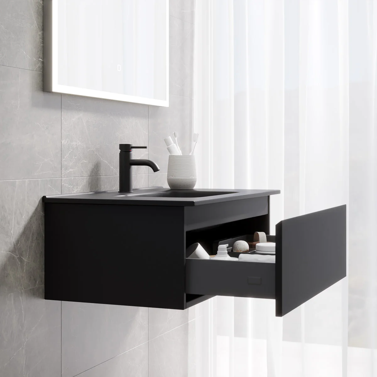 Selnes Compact Bathroom Furniture, matt black