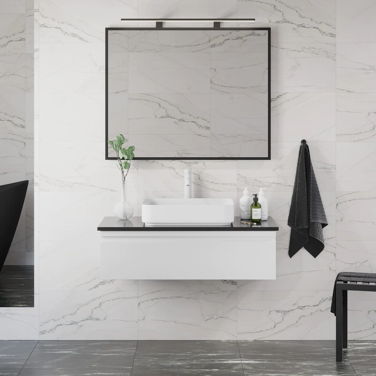 Kvinlog Compact Bathroom Furniture, matt white