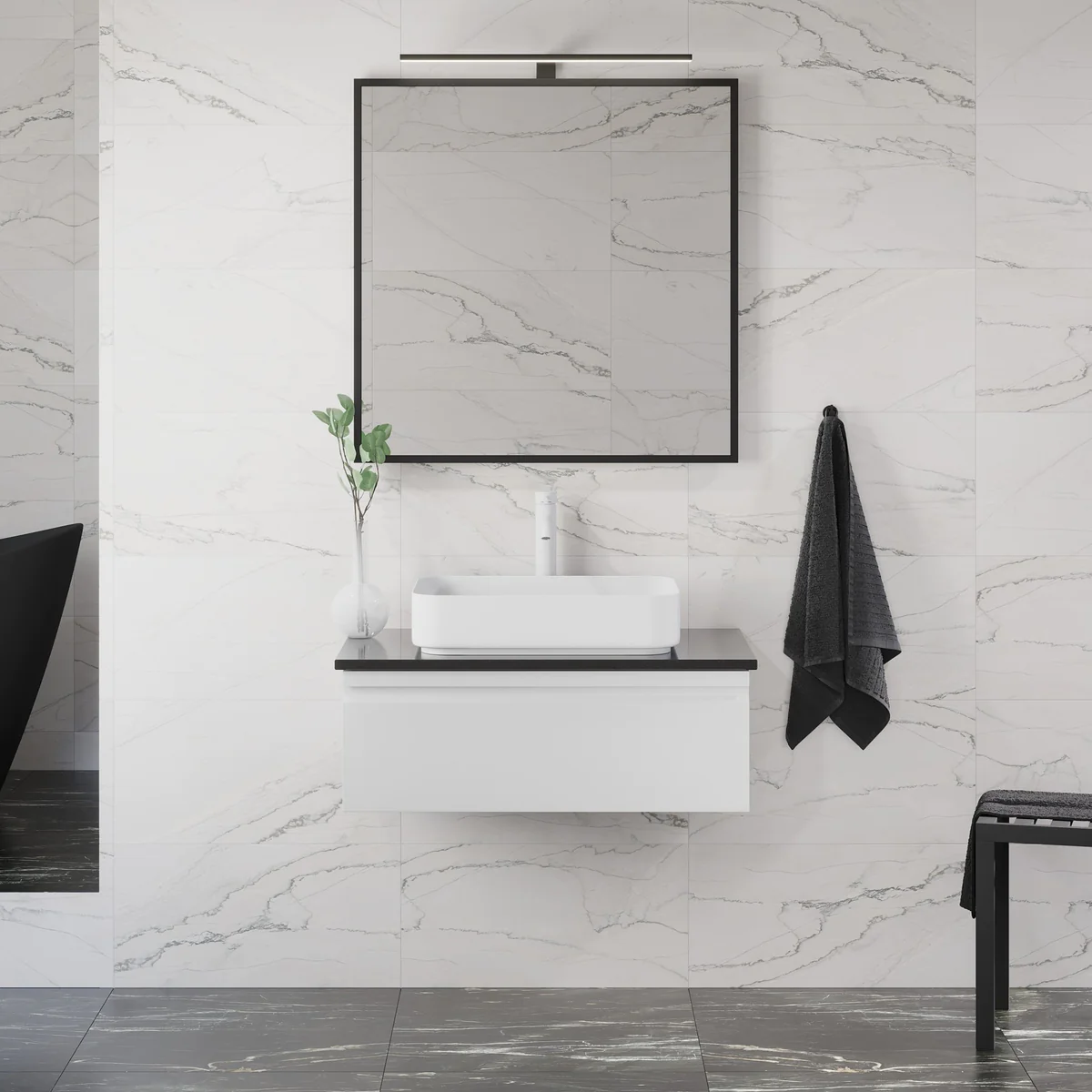 Kvinlog Compact Bathroom Furniture, matt white